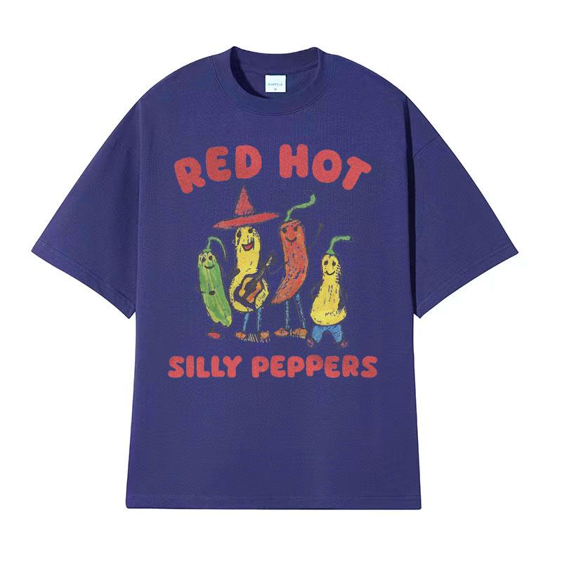 Red Hot Silly Peppers Funny Meme T Shirts Men Women Vintage High Quality Tops Tshirts Male Summer Casual Cozy Oversized Tshirt