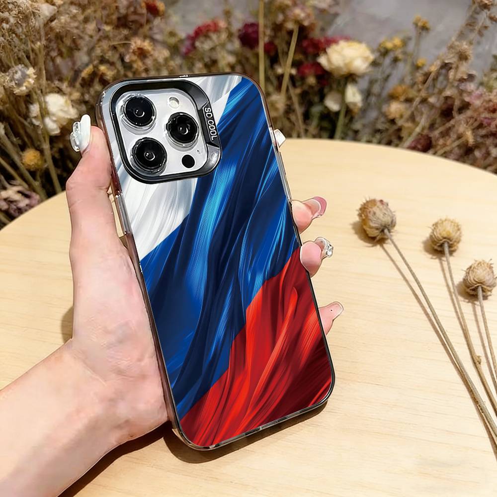 Russia F-Flag Phone Case For iPhone 17,16,15,14,13,12,11 Plus,Pro Max,XS,Colorful Silver Phone case Funda Cover