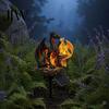 Unique Halloween Yard Ornaments Dragon Solar Garden Light, Outdoor Gothic Medieval Statue Lamp, Waterproof Decorative Porch Light Fixtures Resin