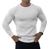 Mens Running T-shirts Autumn Classic Ribbed Knit Jumper Slim Fit Round Neck Long Sleeved Casual Sports Gym Fitness T Shirt