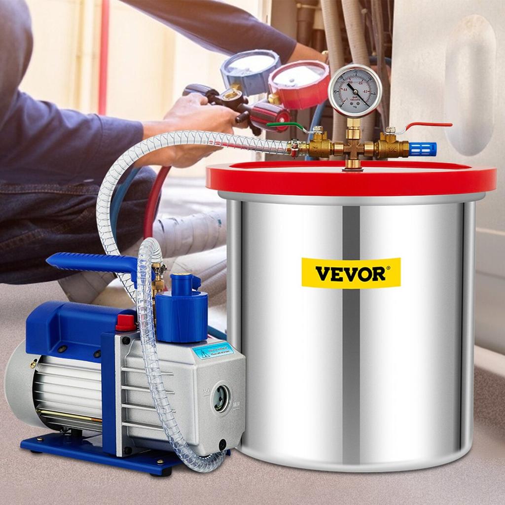 Vacuum Chamber with Pump Vacuum Chamber Kit 5 Gal 5CFM 1/3HP Single Stage