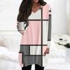 Womens Tops V-neck Long Sleeve Blouses Casual Mid-length Shirts Fashion Print Tunic Tops With Pockets