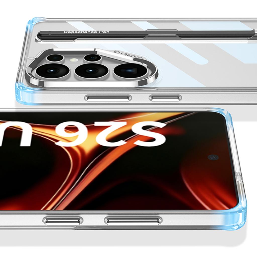 Чехол GKK для Samsung Galaxy S26 Ultra, прозрачный, из ТПУ+ПК, противоударный, с держателем для стилуса