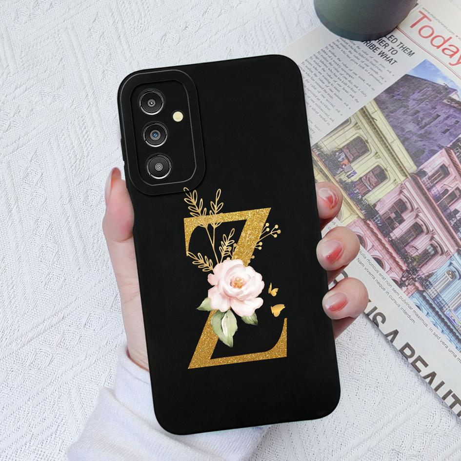 Чехол для Samsung Galaxy A03 A13 A14 A31 A50 A51 A52 A54 A71, жидкий силиконовый чехол с цветочными буквами, мягкий чехол для Samsung Galaxy Phone, чехлы-бамперы