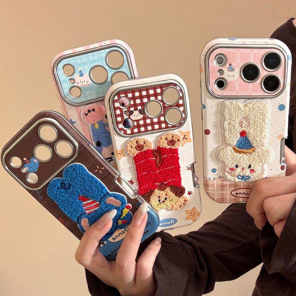 Подходит для осени и зимы для Iphone17promax для Apple 16 Чехол для мобильного телефона 15 Плюшевые мультяшные животные 13 Кожаный 11 Мягкий