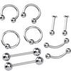 15/60/85 Pcs Body Piercing Jewelry Decor Unisex Tongue Nose Nail Navel Ring Set