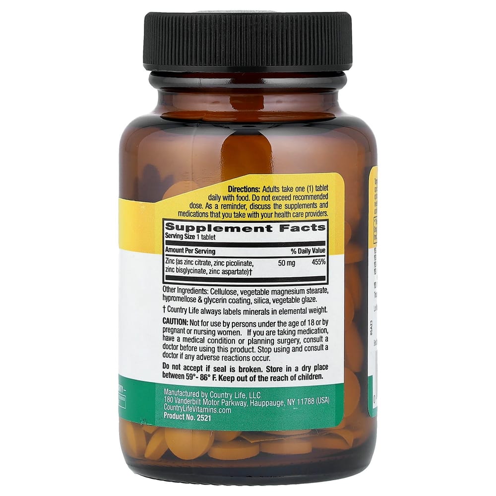 Country Life Target-Mins Zinc 50mg, 180 Tablets