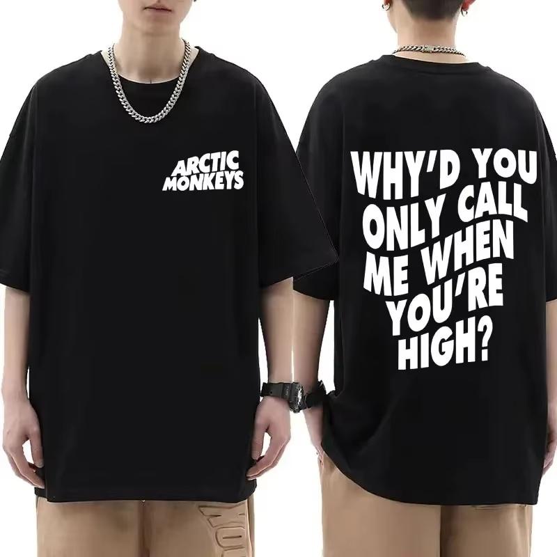 Футболка из хлопка Arctic Monkeys Inspired с принтом «список альбомов» в стиле каракули, винтажная футболка для мужчин с коротким рукавом, уличная одежда