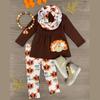 Топ с длинными рукавами для маленьких девочек на День Благодарения + брюки + повязка на голову, комплект из 3 предметов, одежда для детей 0,5-4 лет