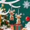 Christmas Deer Acrylic Earrings With Geometric Design For Holiday Party Wear