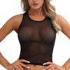 Womens See-Through Cami Crop Top Sheer Mesh Short Sleeve T-Shirt Gauze Tees Top Blouse