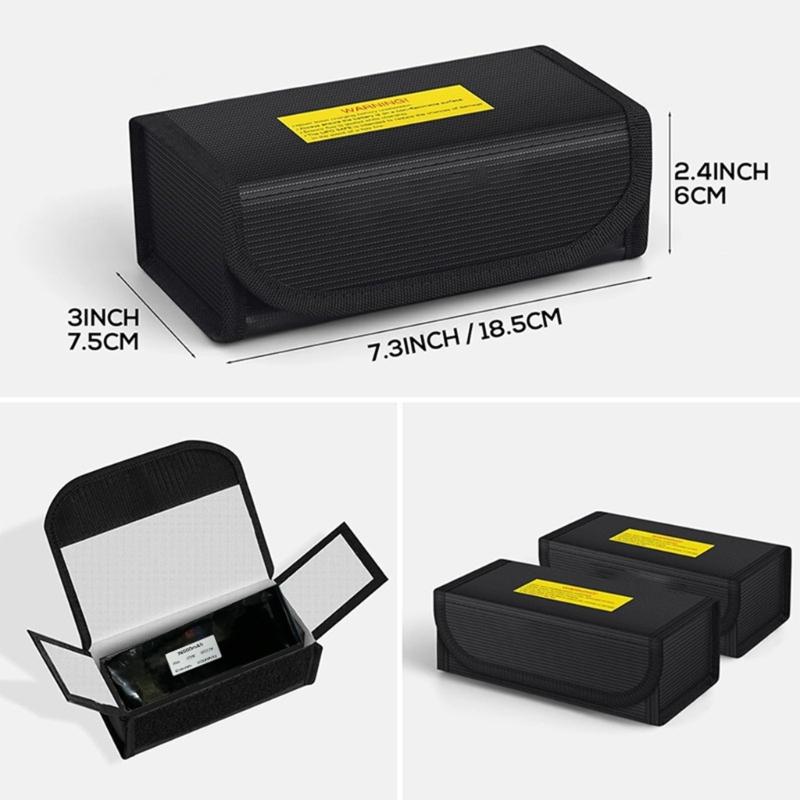 Огнестойкий чехол для хранения power bank (аккумуляторов) для перезаряжаемых элементов с металлическим слоем и прочной усиленной конструкцией
