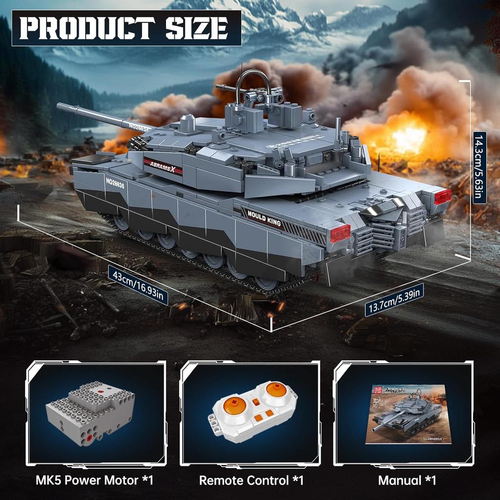 MOULD KING 20036 Военный танк строительный блок пульт дистанционного управления Abrams-X танк строительный набор сборка кирпич детский рождественский подарок