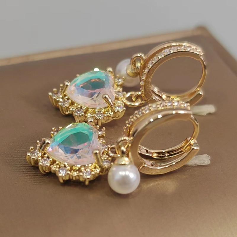 Серьги-капли в форме сердца для женщин, новинка 2023 года, модные красочные серьги с цирконием, роскошные свадебные, помолвочные и вечерние ювелирные аксессуары