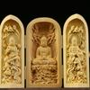 Складная коробка Статуэтка Будды Украшение Скульптуры Гуаньинь, 3,93" Резьба по дереву Бог Богатства Поделки Украшение для офиса дома Подарок