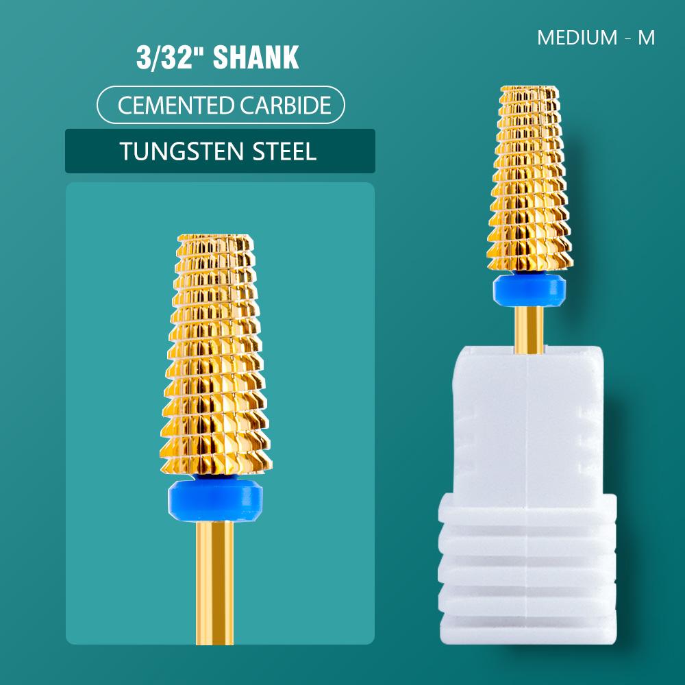 5 In 1 Carbide Tungsten Nail Bit Dual Rotation Volcano/Tornado Milling Cutters Fast Remove Acrylic Hard Gel ManucureTools