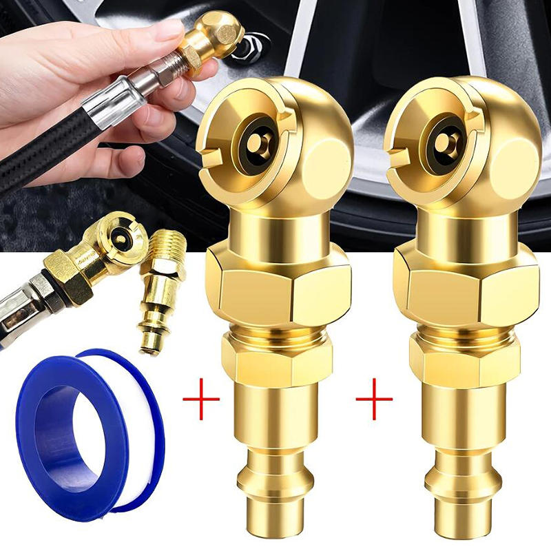 Portable Air Chucks Solid Metal Closed Ball Air Chuck 1/4Inch NPT Standard Quick Plug Tire Inflator Gauge Nozzle Metal 2PCS