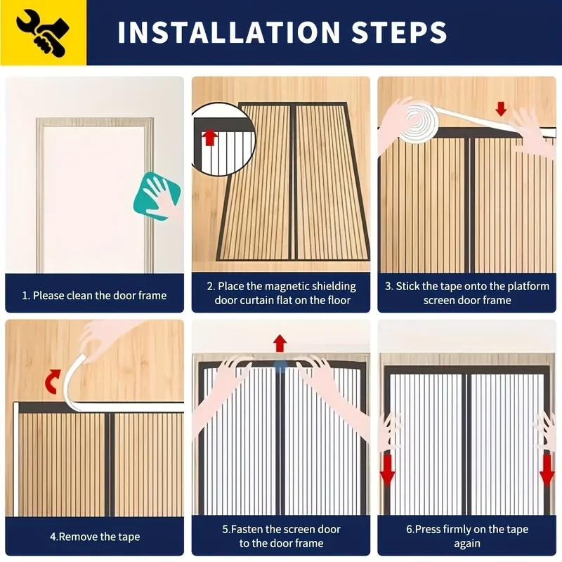 Магнитная дверная сетка москитная сетка черная муха насекомое невидимая самоклеящаяся для кухни в помещении гостиной