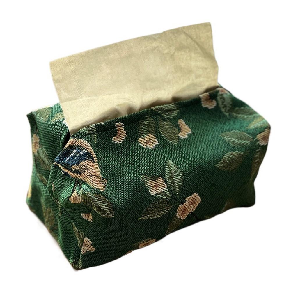 Polyester Desktop Tissue Bag Flower Pattern Retro Tissue Box Creative Pattern Tissue Bag Household
