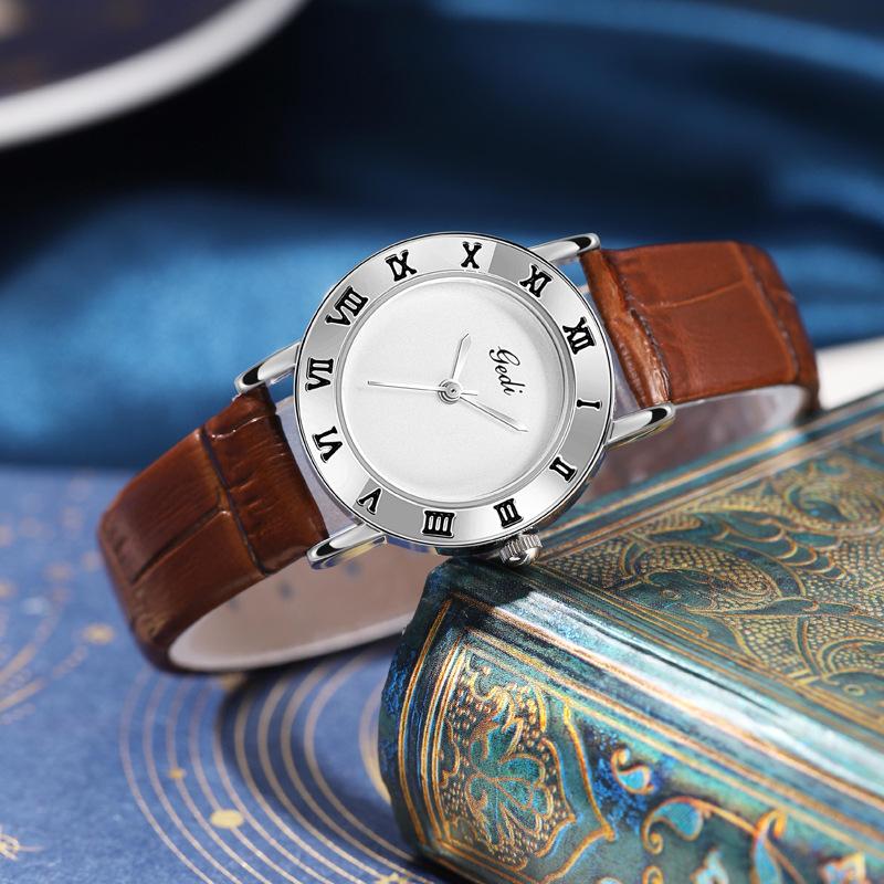 Retro Light Luxury Leather Watch Women'S Simple Temperament Quartz Watch Women'S High Value Waterproof Belt Watch
