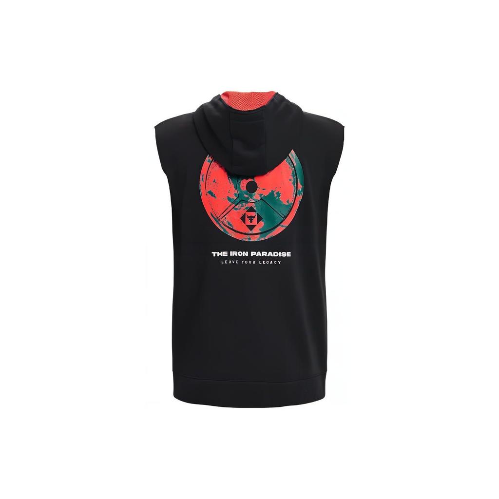 Under Armour Solid Color Zip Hoodie Sleeveless Men Tops Black 1377434-001