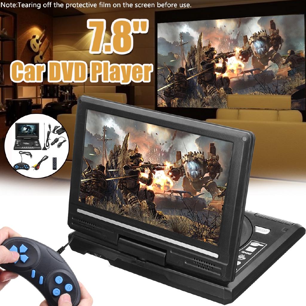 7,8-дюймовый портативный HD-телевизор, DVD-плеер VCD CD MP3 DVD для дома, автомобиля, USB, SD-карты, RCA, Портативный кабель, Игра 16:9. Поворот ЖК-экрана