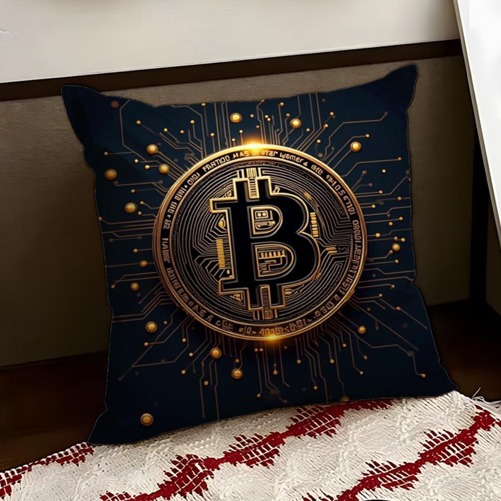 BBitcoin Криптовалюта Btc Наволочка Двусторонняя Мягкая Прочная Подушка Чехол для Дома Автомобиля Многосценарное Использование для Ежедневного Комфорта