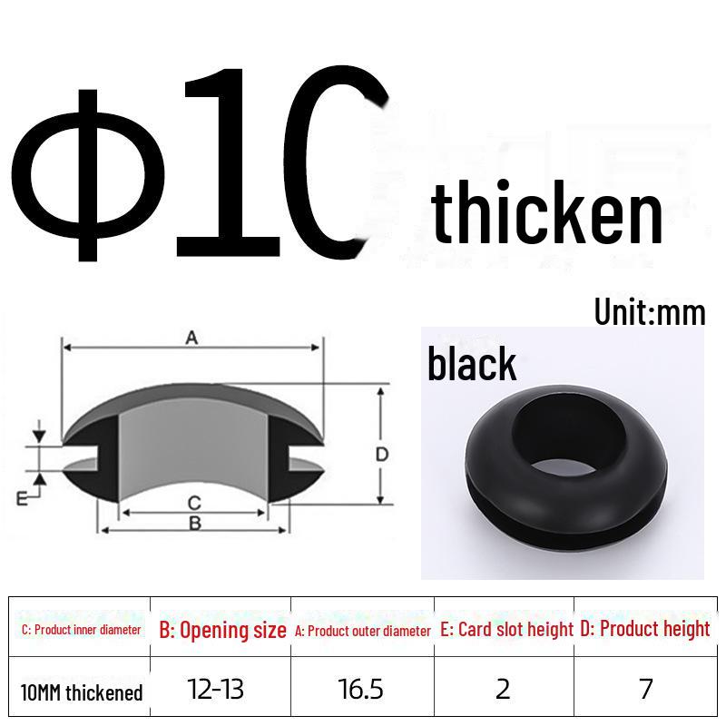 Черное двухстороннее резиновое защитное кольцо для провода