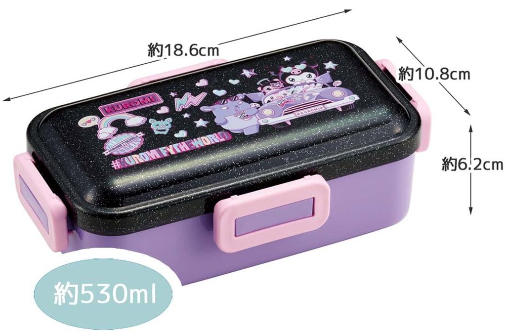 Skater Bento Single for Made in with Dishwasher and Microwave Sanrio Kuromi Wonder Journey Box, 530ml, Tier, Women, Japan, Leak-Resistant 4-Point