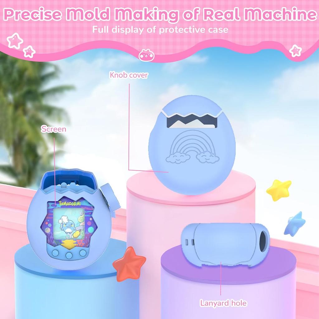KONXISA For Tamagotchi Paradise Case Cover, Soft Silicone Protective Case, Protective Cover with Lanyard for Kids Game Machine, Protective Shell with