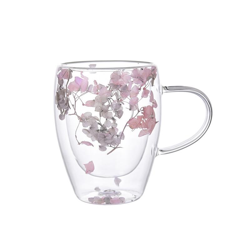 Двухслойная термостойкая стеклянная кофейная кружка с ручкой