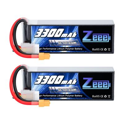 Zeee 4S LiPo 14.8V 50C 3300mAh с разъемом XT60, 2 штуки, высокая емкость для RC-продуктов, дронов, RC-грузовиков, RC-лодок, RC-автомобилей и многого другого