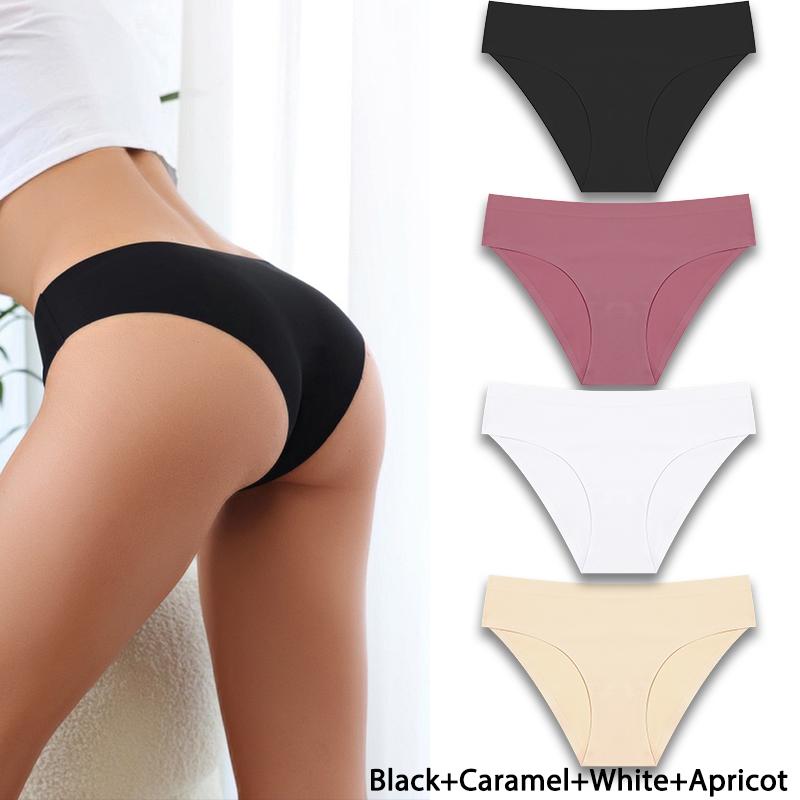 FINETOO 4 шт./компл. сексуальное женское нижнее белье с низкой талией бесшовное нижнее белье дышащие трусики-треугольники телесного цвета нижнее белье