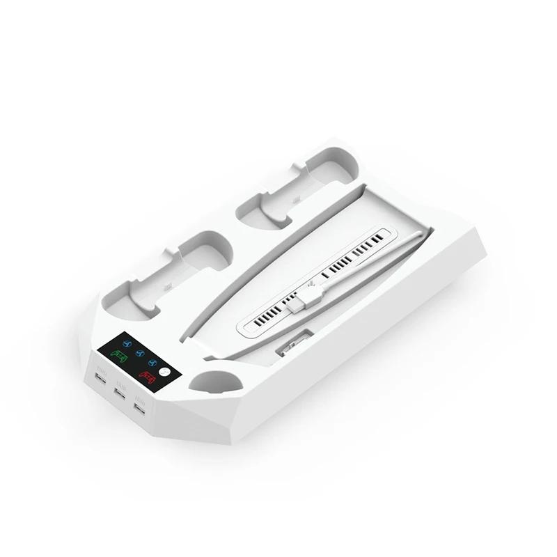 Охлаждающий вентилятор, зарядная станция, база с зарядным устройством для двух контроллеров, 3 USB-концентратора, подставка, держатель гарнитуры для PS5, аксессуары