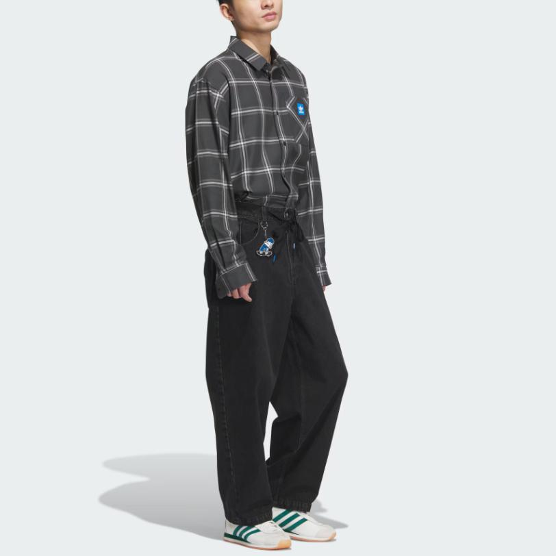 adidas Оригинальные свободные джинсы из стираного денима черные мужские JV6944