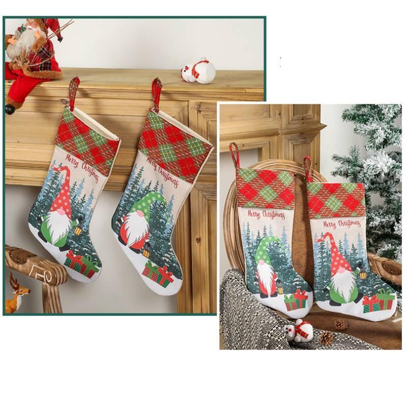 Colorful Green And Red Burlap Rudolph Christmas Stockings For Seasonal Celebrations