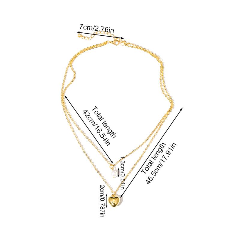 1PC Simple Necklace Collar Jewelry Cloth Accessories Sweet Choker Party Gift European Style Love Heart Imitation Pearl