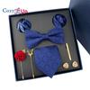 7 PCS Classic Men's Tie Set Paisley Stripe Necktie for Men Pocket Square Bowtie Brooch Cuff Father's Day Gift Box