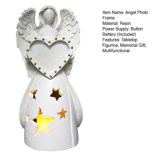 Фоторамка в виде ангела, настольная фигурка ангела, держатель для фотографий, подсвечник в виде ангела с электронной свечой, памятный подарок
