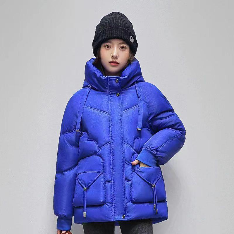 Winter Down Cotton Jacket Warm Casual Korean Style Loose Basic Women Hooded Parka Fashion Oversize Coat