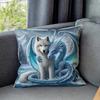 Wolf and Dragon Pillowcase, Fantasy Art Design for Dreamy Home Decor, Soft Cotton Cushion Cover with Magical Creatures Style