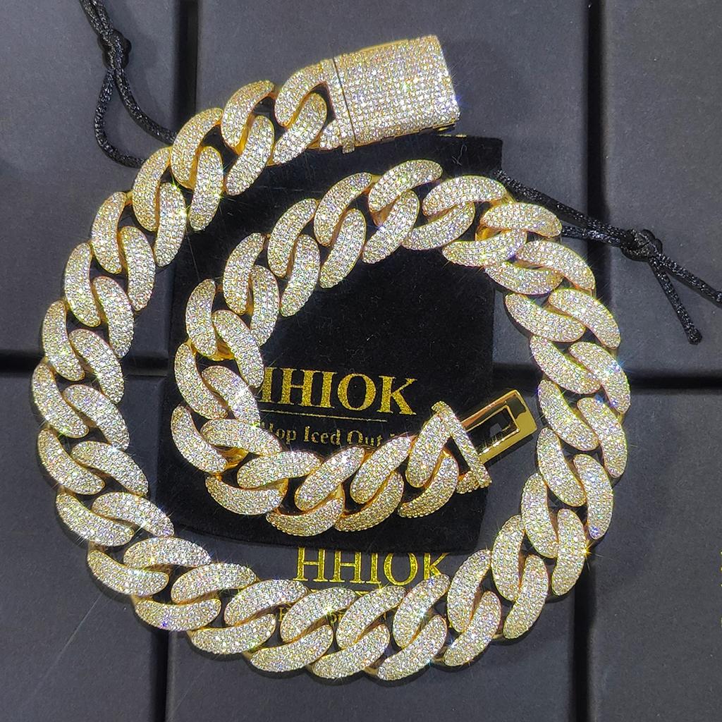 20mm 4 Rows Hip Hop Iced Out Cuban Link Necklace Miami Bling Chain CZ Luxury Choker Chain Jewelry Gift for Men