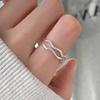 Korean Version Plain Ring Irregular 925 Sterling Silver Versatile Ring Women's Niche Ins Style Design Non-fading Combination Ring