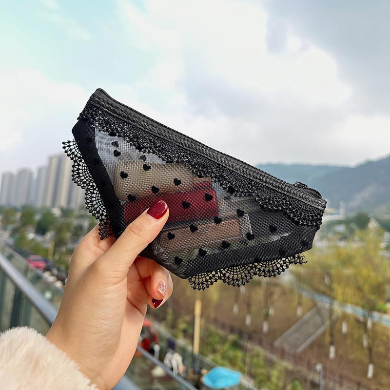 Трусики Форма Дорожная Косметичка Модная Сетчатая Косметичка Сумка для Хранения Макияжа Прозрачная Косметичка на Молнии