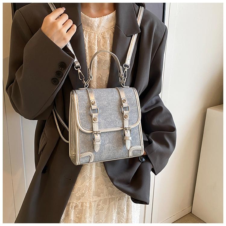 Ielgy British Preppy Backpack Simple Retro Backpack Casual All-Match One-Shoulder Handbag