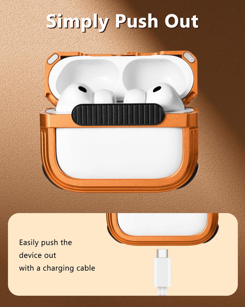 Металлический полый чехол Oatsbasf для AirPods Pro 3 (2025)  Мощная защита от падений Открывается одним касанием Совместимость с зарядкой MagSafe
