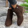 Fashion 2024 Winter Retro Women's Shoes New Square Heel Ankle Boots Fashion Zipper Platform Female Boots