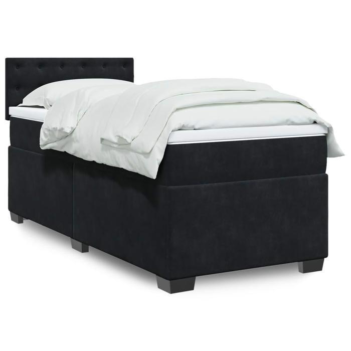 Maison Exclusive - Sommier à lattes de lit avec matelas Noir 90x200 cm Velours