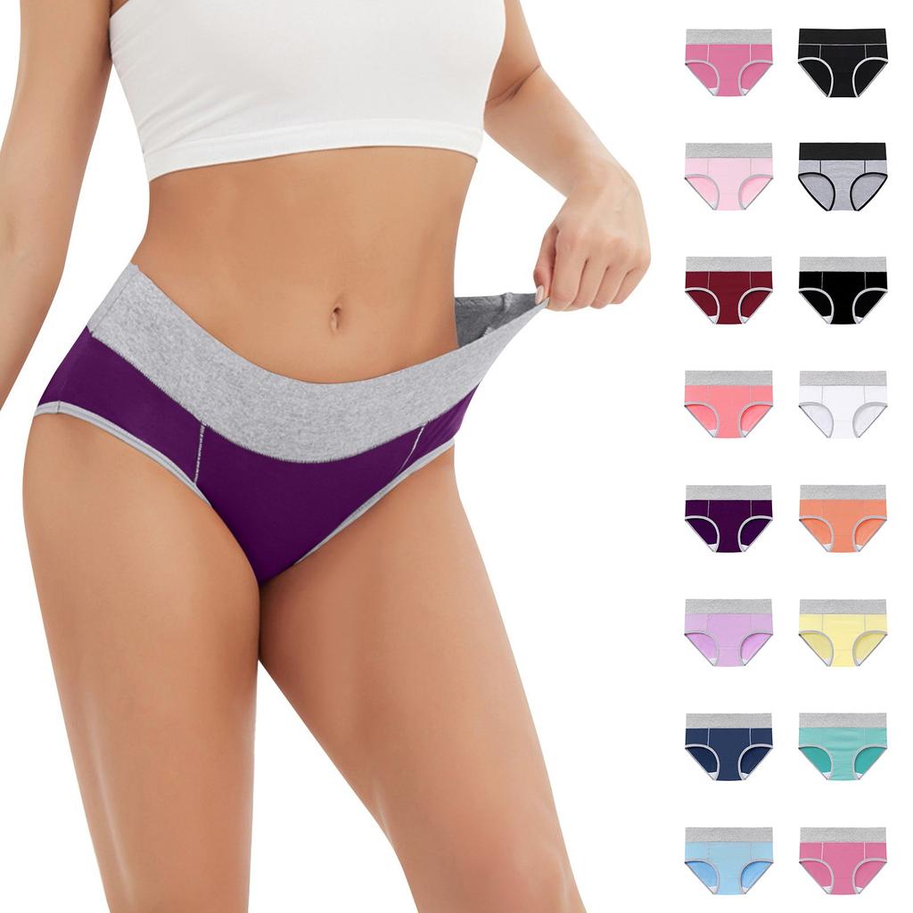 Women's Large Color Cotton High Waist Pants With Raised Hips Underwear