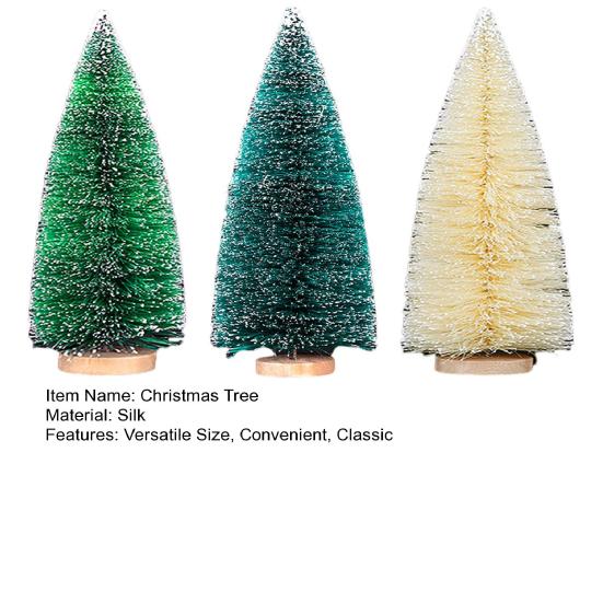 3Pcs Artificial Mini Christmas Tree Set with Snow Frosted Tips 3.5-15cm